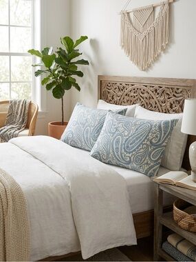 Luxury Bohemian Chic Blue Paisley Pillowcase Set